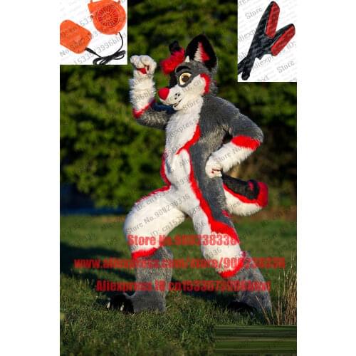 3-D Eyes free fans Fursuit Fullsuit Grey Huksy Dog Costumes Full Furry Suit Furries Anime Legs Teen Costumes Child Full Furry