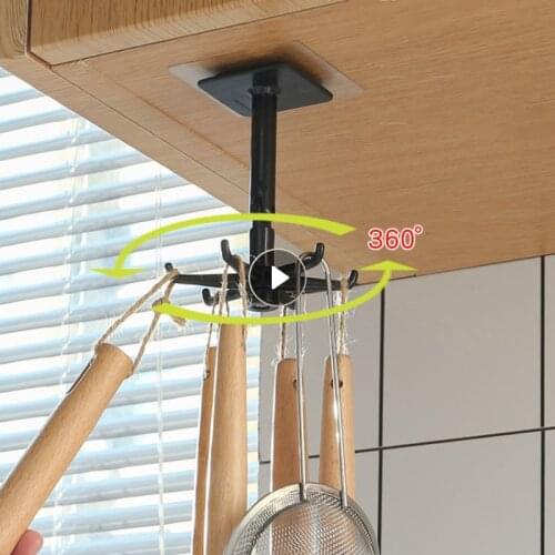 Punch-free For Kitchen Multi-Purpose Gadgets Accessories Bath Hook Wall Mounted Rotating Coat Hanger Oversized Weighing Hook