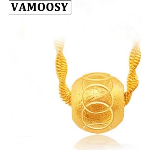 VAMOOSY 2018 New Friendship Jewelry 1Pcs Gold Hollow Bead Charm BOHO Beads Carved Lines Charm Pendant Necklaces Accessories