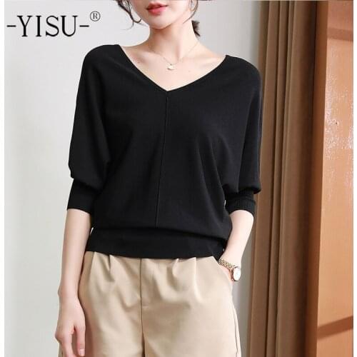 YISU Spring Casual Women Sweater Solid color All-match V-Neck Spring tops 2021 New Jumper Female Long sleeve pullover