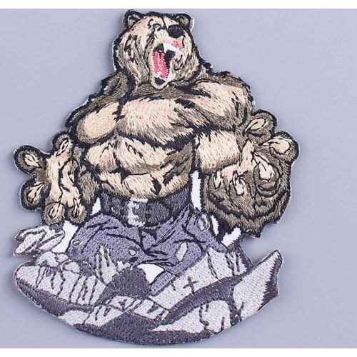 Punk/Bear Patch Embroidered Patches For Clothing Sewing Stripe Skull Patch Iron On Patches On Clothes Sticker Applique Stickers