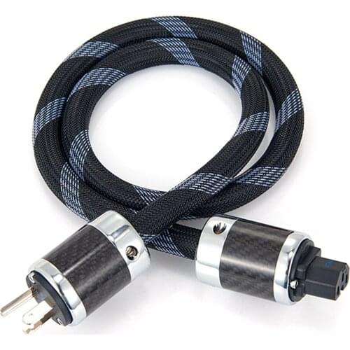High-end Silver Plated OFC hifi power cable, Carbon fiber Rhodium plated US power plug Power cord, Power line, CD supply