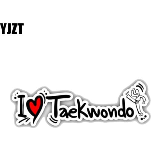 YJZT 15.2CM*4.9CM Funny Words I Love Taekwondo Slogan PVC Motorcycle Car Sticker 11-00254