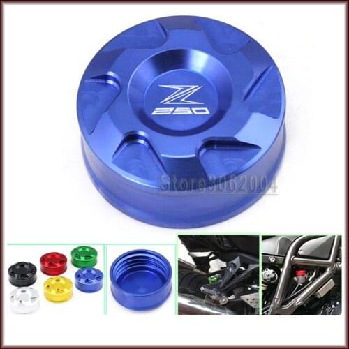 Rear Brake Fluid Reservoir Cover Cap For KAWASAKI Z250 Z 250 2013-2014 Motorcycle Accessories CNC Green With Logo