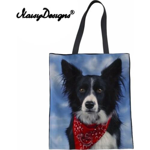 NoisyDesigns Canvas Environmental Protection Mom Shopping Bag Puppy Schnauzer Printed Top Handbag Shoulder Daily Large Tote Bag
