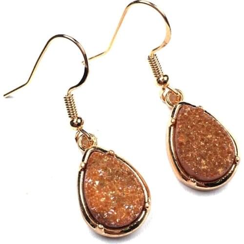 Trendy Nature Stone Agates Earrings Stud Exquisite Jewelry Handmade Water Drop Shape Crystal Drop Earring For Women Gifts