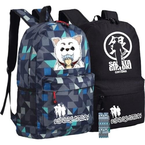GINTAMA Sakata Gintoki Women Backpack Canvas Travel Bagpack Mochila Laptop Bagpack School Bags for Teenage Girls Anime Bookbag