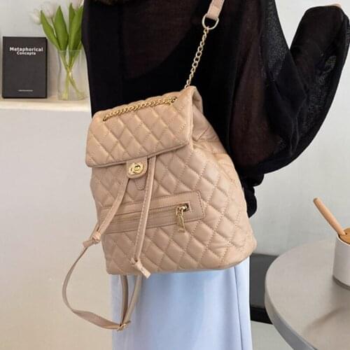 Lingge Shoulder Casual Bag 2021new Trendy Fashion High-quality Ladies Pure Color Backpack Summer Small Bag Temperament Youth Bag