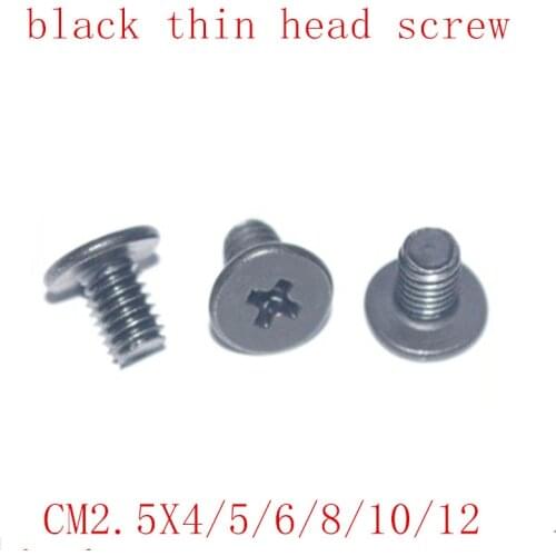 1000pcs CM2.5 type M2.5*4/5/6/8/10/12 steel with black CM low thin short head screw Large Flat Head Cross Thin Edge Flat Screw