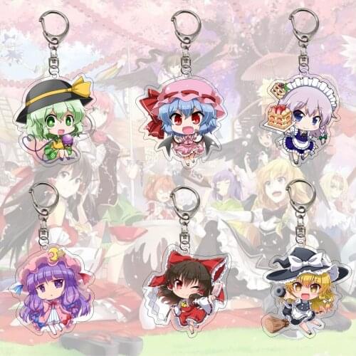 12pcs/lot Anime touhou project Acrylic keychain Key bag pendant gift