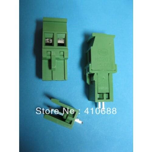 20 Pcs Pluggable Type Straight-pin 2way/pin Pitch 5.08mm Screw Terminal Block Connector 2EDCD-5.08A-2EDCV Green Color HOT Sale