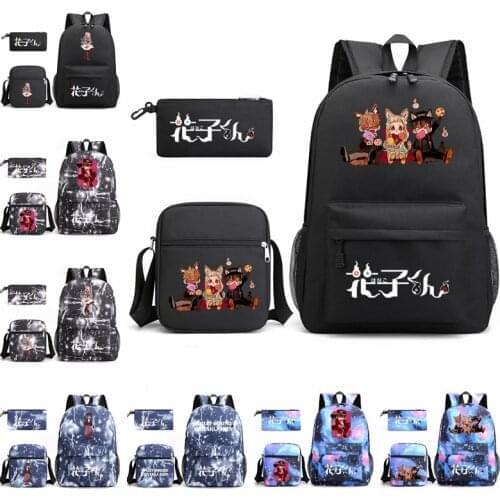 3Pcs Anime Toilet-Bound Jibaku Backpack Cosplay Canvas children Kids Schoolbag Back To School Bookbag Usb Charging Travel Bag
