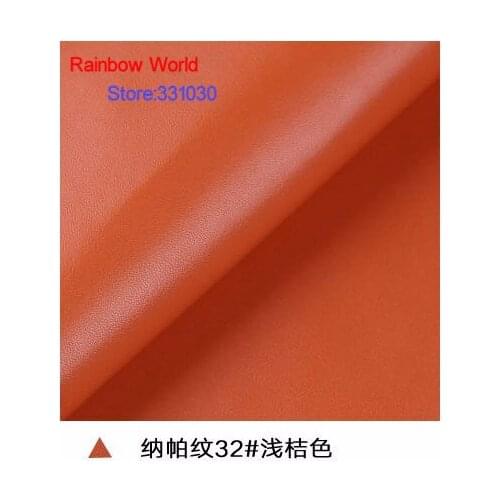 32# orange High Quality Nappa Stripes vein grain PU Leather fabric for DIY sofa bed shoes bags Garment material(138*100cm)