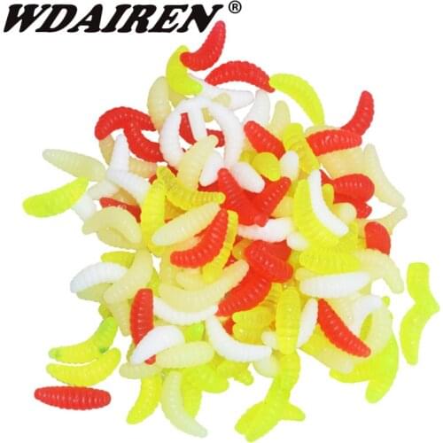 50pcs Hot Selling 2CM 0.3g Multi Carp Fishing Lure Set Soft Bait Sea Red Worm Bread Bug Corn Artificial Maggot Fishing Tackle