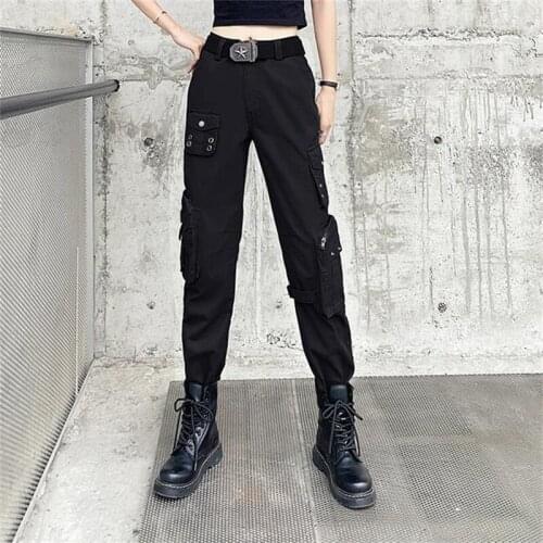 Black Cargo Pants Fashion Joggers Women Bottoms High Waisted Trousers Hip Hop Girl Sportswear Plus Size