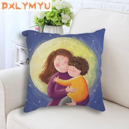 Decorative Cushion Home Throw Pillows Cotton Linen 45x45cm Fairy tale illustration Seat Back Cushions Sofa Bedding Pillowcase