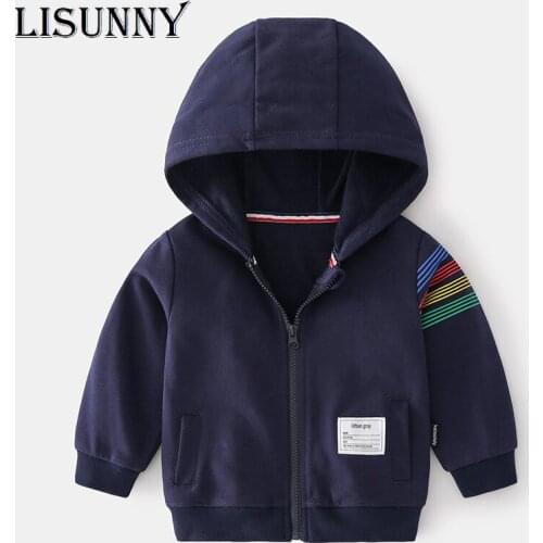 Children Hoodies Coat 2021 New Spring Autumn Baby Boys Hooded Cardigan Kids Zipper Casual Tops Toddler Jacket 1-6y Striped