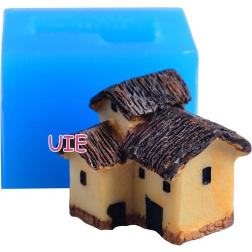 FYL661U 27.8mm x 21.8mm x 27.3mm House Silicone Mold Fondant Cake Decoration Candy Resin Clay Earrings Necklace Craft Soap