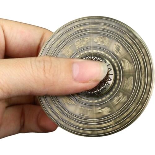 ESGOT Fidget Toys Hand Spinner Gyro Anti Stress Metal Retro Pattern Classical Fingertip Buddhism Lotus Spinning Toy