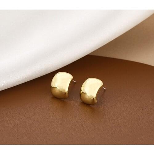 Find Me Simple Geometric Alloy Semi-Circle Shiny Stud Earrings Small For Women Fashion Jewelry Accessories