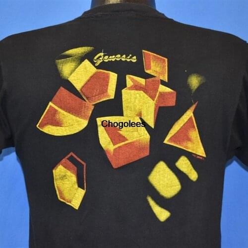 80s Genesis Mama Tour 1983 Band Black Gold t shirt Small