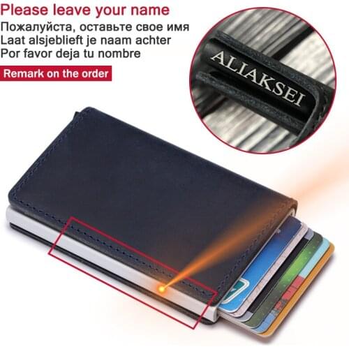 Men Vintage Blocking Rfid Wallet PU Leather Antitheft Credit Card Holder Unisex Security Information Aluminum Purse