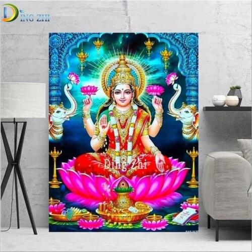 Square Round Drill Set 5D DIY Diamond Painting Goddess Lakshmi Embroidery Cross Stitch Kits Diamond Mosaic Hindu God Rhinestone