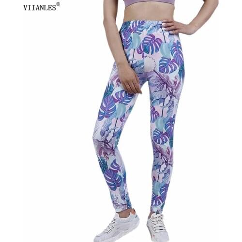 VIIANLES Fashion New High Waist Women Full Leggings Digital Printing Soft Fitness Slim Leggins Sexy Summer Fitness Punk Elastic