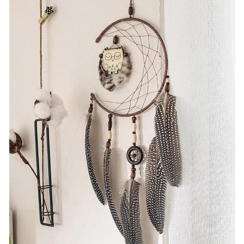 40%HOTCute Hanging Dream Catcher Nordic Cartoon Owl Decoration Bedroom Car Ornament