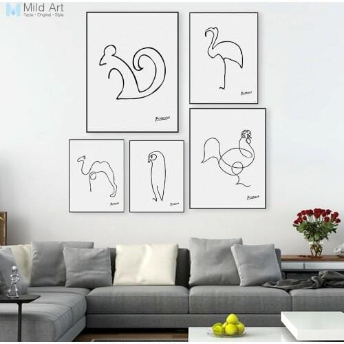 Minimalist Picasso Abstract Animal Shape Large Canvas Art Print Poster Wall Picture Paintings No Frame Modern Nordic Home Decor