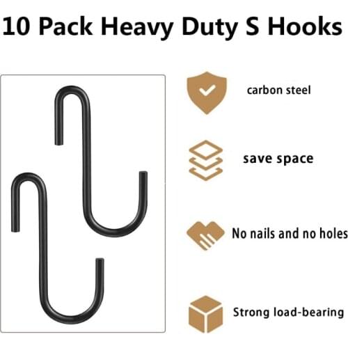 Multi-purpose 10 Pieces S Coat Hook Heavy-duty Hanger For Hanger Closet Rod Plant Bag Kitchen Towel Household Goods