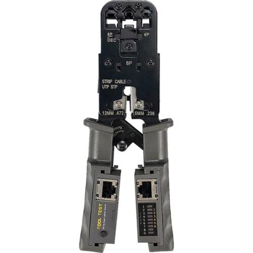 RJ45 Network Cable Crimper 8P 6P 4P Cable Tester Multifunctional Ratchet Tool for RJ45/RJ12/RJ11 Tester Stripper