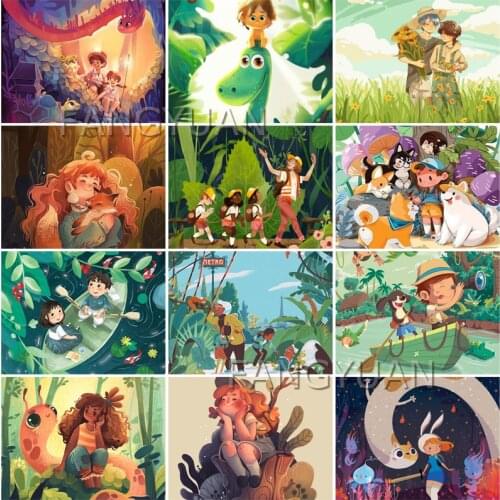 Cartoon Children Art Diamond Embroidery Painting Full Square Round Drill Rhinestone Handmade Cartoon Character Wall Pictures