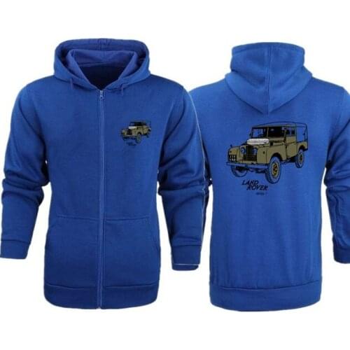 Mens Hoodies Sweatshirts Climbing Hiking Male Jackets Land Car Rover 90 Totally Perfection Fleece Warm Zipper Hooded Streetwear