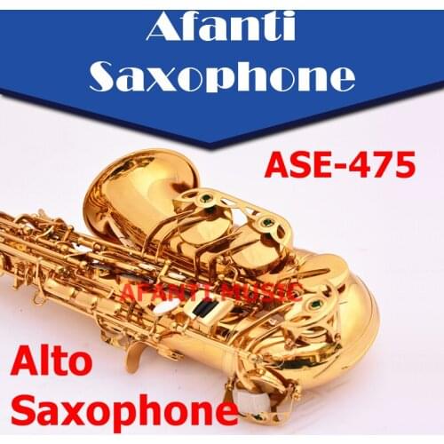 Afanti Music Eb Brass body Electrophoresis Gold Alto Saxophone (ASE-475)