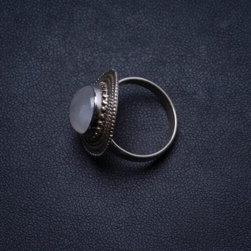 Natural Rainbow Moonstone Handmade Unique 925 Sterling Silver Ring, US size 6.5 X1787