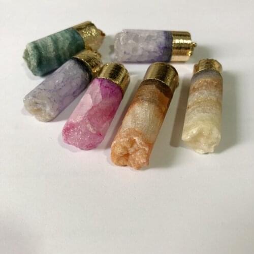 New Design! Mystic Geode Drusy Pendant,Geodes Quartz Cluster Druzy Penant Tube Pendant,FIT Jewelry making Mixed 5pcs/lot