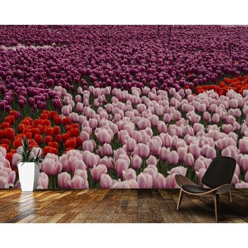 Papel de parede tulip flower natural landscape 3d wallpaper mural,living room childrens bedroom home decoration