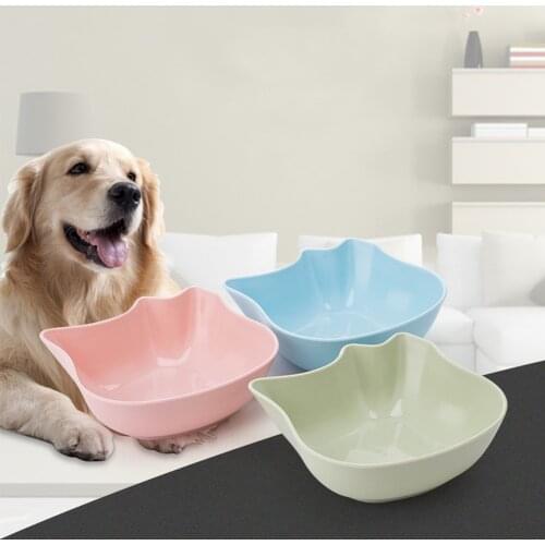 Plastic Dog Bowl Pet Feeding Single Bowls Cute Cat Feeder Portable Puppy Food Dishes Kitten Drinking Water Bowls