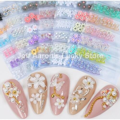 Resin Nail Flower 60pcs Cabochons Cameo Base Setting 3d rose flowers nail art decorations accessories