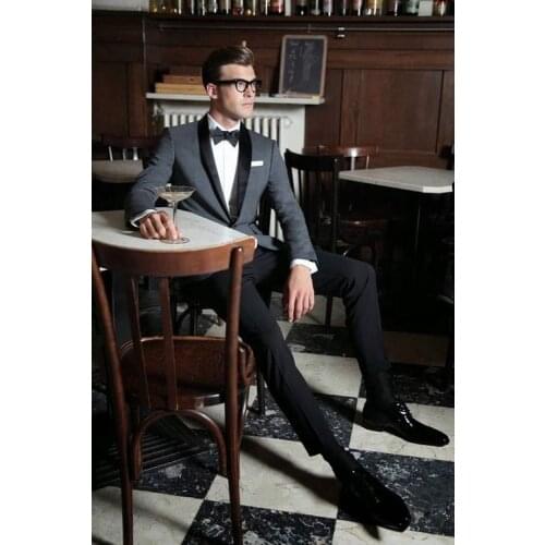Latest Coat Pant Designs Smoking Grey Jacket Slim Fit Wedding Suits for Men Suit Custom Blazer Terno 2 Pieces Tuxedo Masculino