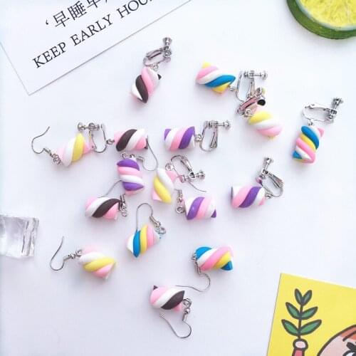 Potosala Creative Cute Polymer Clay Earrings Cotton Candy Dangle Earrings Girls Sweet Simple Handmade Fashion Jewelry Gifts