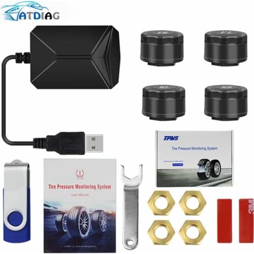 Android DVD TPMS USB Tire Alarm Auto Tire Pressure Monitoring System 4 Tire external / inner Sensors Temperature Alarm inner