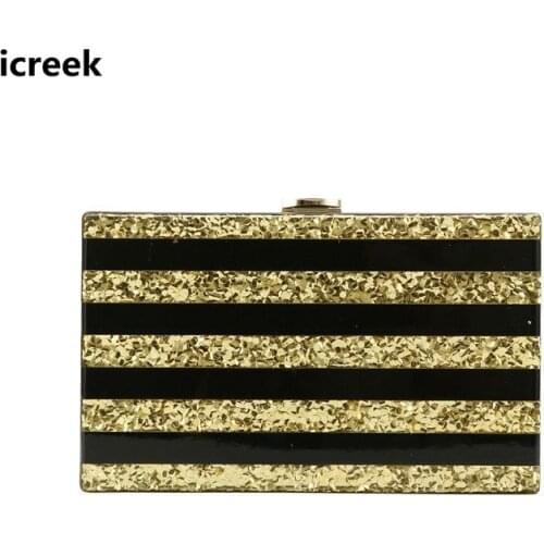 Stylish Wallet Designer Brand Fashion black Golden Sequin Striped Evening Bags Luxury Party Wedding Casual acrylic mini Clutches
