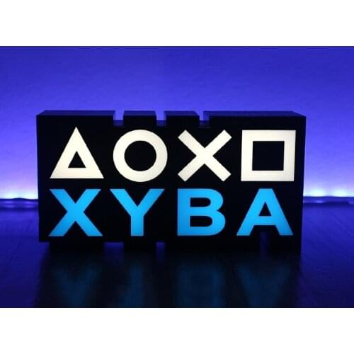 Game Handle Button Icon Light RGB Voice Control Night Light for Game Live Room, Bedroom Decor Game Atmosphere Desk Lamp