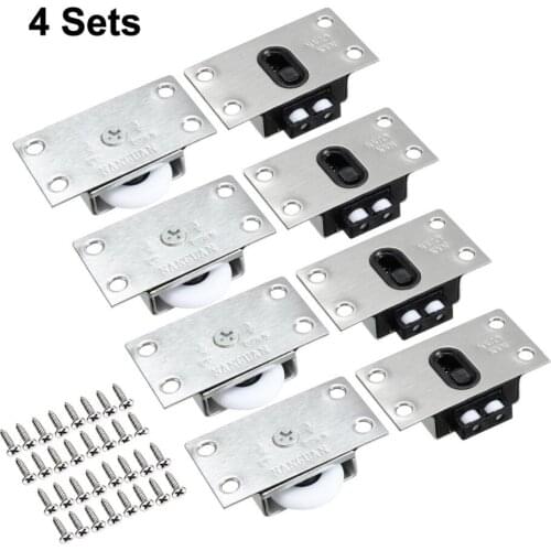Uxcell Hot 4pcs 26mm Nylon Single Wheel Pulley Electroplating Finish for Sliding door, Furniture Cabinet, Cupboard, Wardrobe