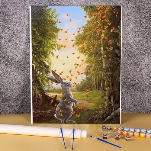 Animal Rabbit DIY Painting By Numbers Set Oil Paints 50*70 Picture By Numbers Photo New Design For Kids For Drawing Handiwork