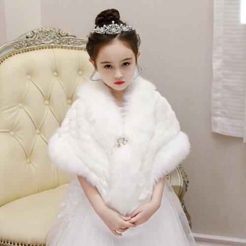 Top grade New 2021 Baby Girls Winter Wedding Faux Fur Brand Fur Coat for Girls Formal Soft Party Coat Kids Wedding Outwear
