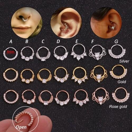 1Pc Stainless Steel Seamless Nose Hoops Rings Ear Piercing Tragus Nose Rings Ear Cartiliage Tragus Sexy Body Jewelry