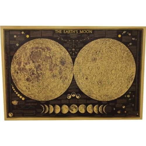 1 pcs English City map poster 72.5*48cm Black Moon Surface Unreal Image Retro Wall Sticker Decoration Poster Kraft Paper Map
